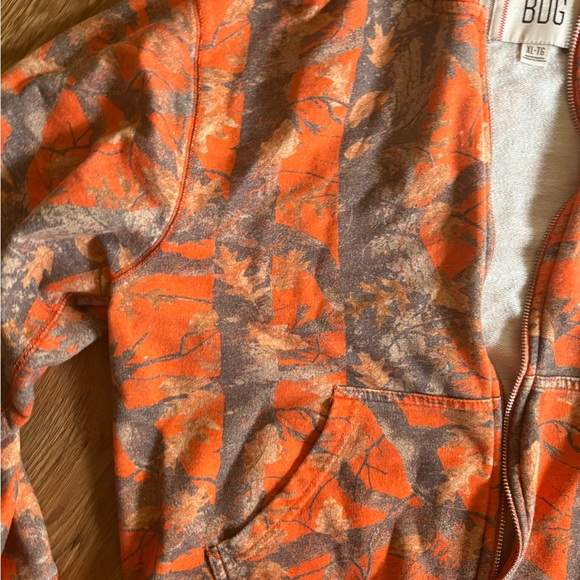 BDG Orange Camo Zip Up Hoodie - Picture 4 of 4